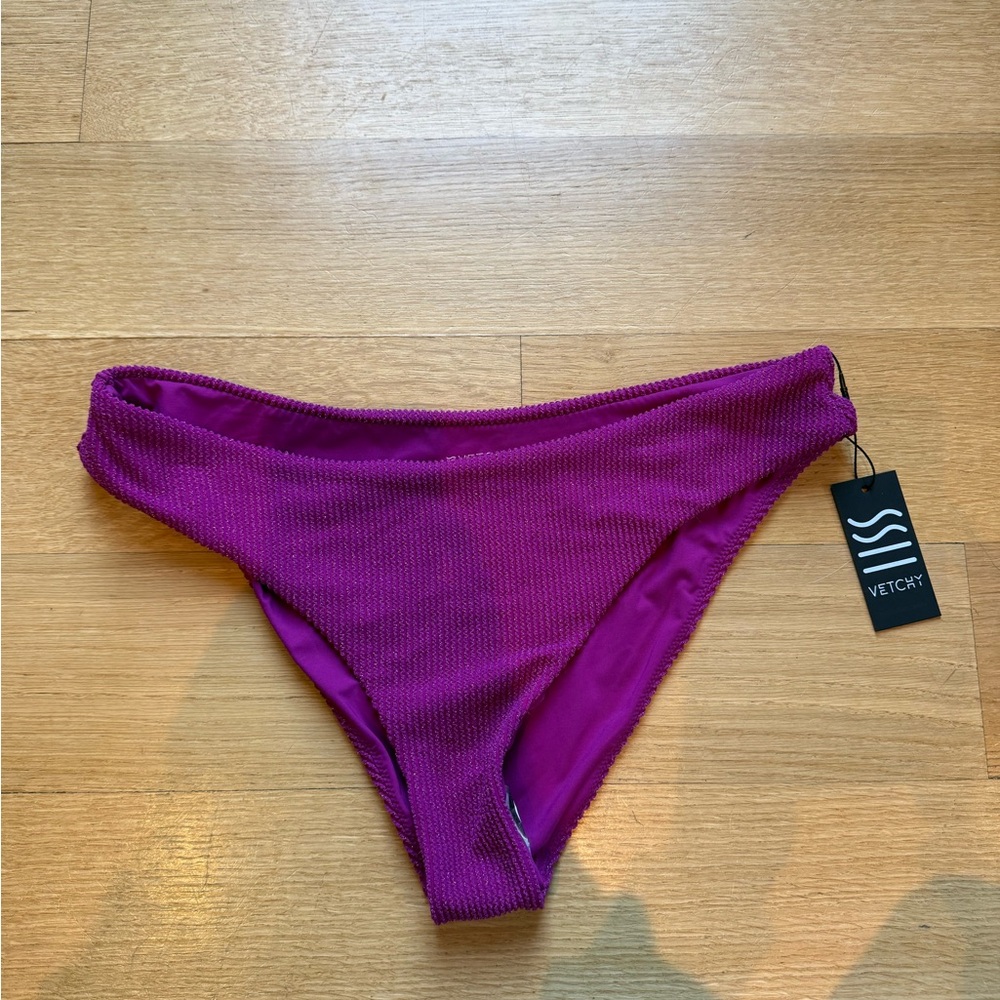 NEW NWT vetchy bikini swimsuit bottoms xl dark purple shimmer cheeky beach